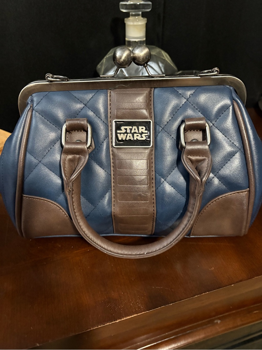 Star Wars/ Bioworld Quilted Navy & Brown Satchel Handbag